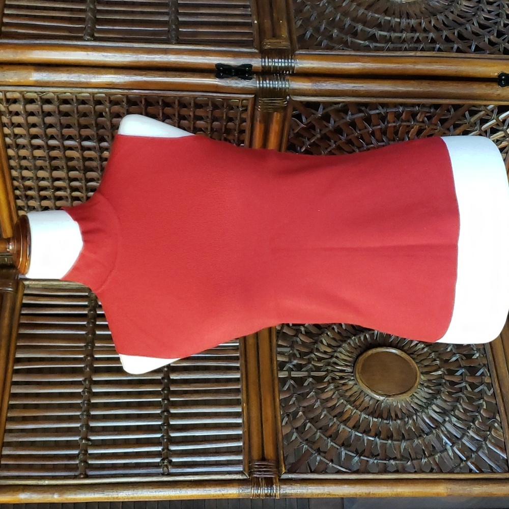 LOFT by Ann Taylor Orange Ribbed Sleeveless Mock Turtleneck - Size M